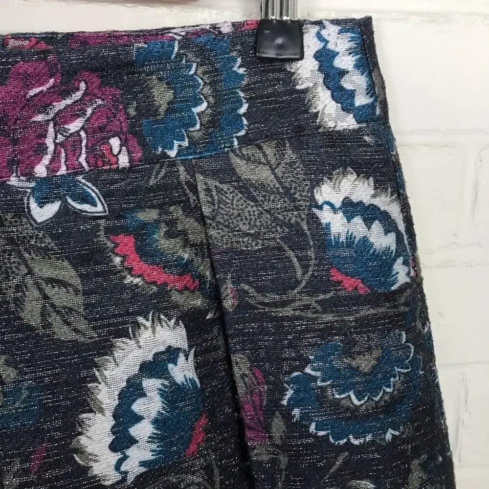 LOFT Outlet Pleated Textured Floral High Waisted Skirt Size 4